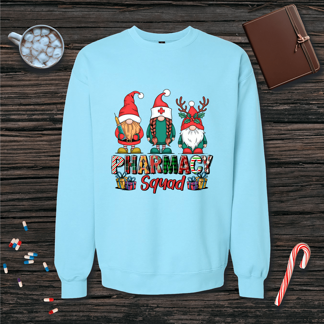 Gnome Pharmacy Squad Christmas Fleece Crewneck Sweatshirt