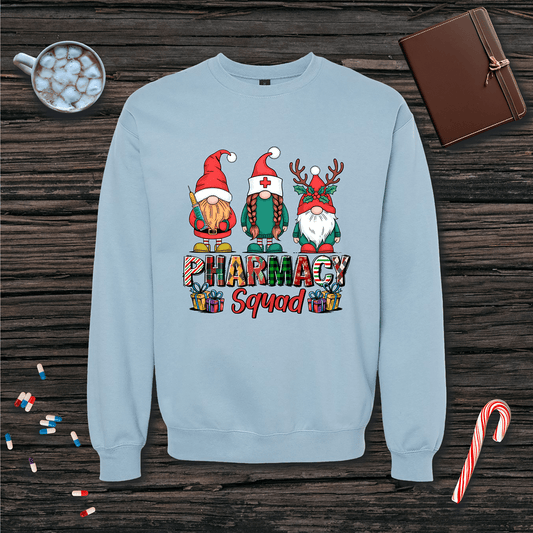 Gnome Pharmacy Squad Christmas Fleece Crewneck Sweatshirt