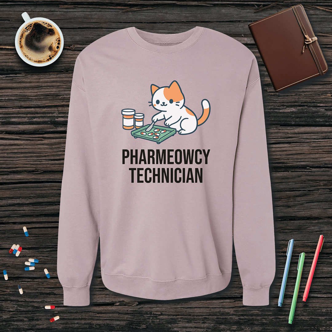 Pharmeowcy Technician Fleece Crewneck Sweatshirt