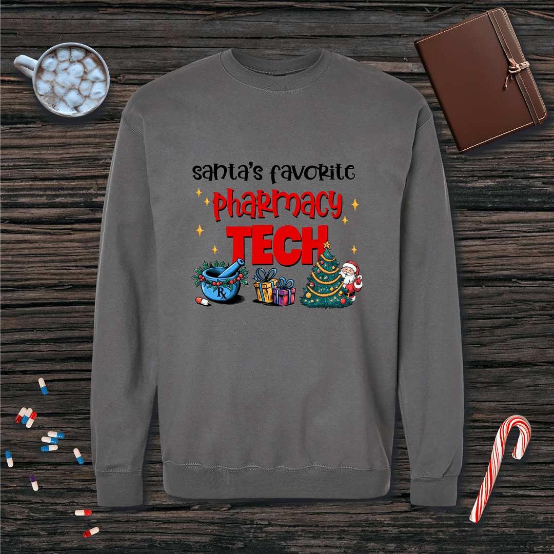 Santa's Favorite Pharmacy Tech v2 Christmas Fleece Crewneck Sweatshirt