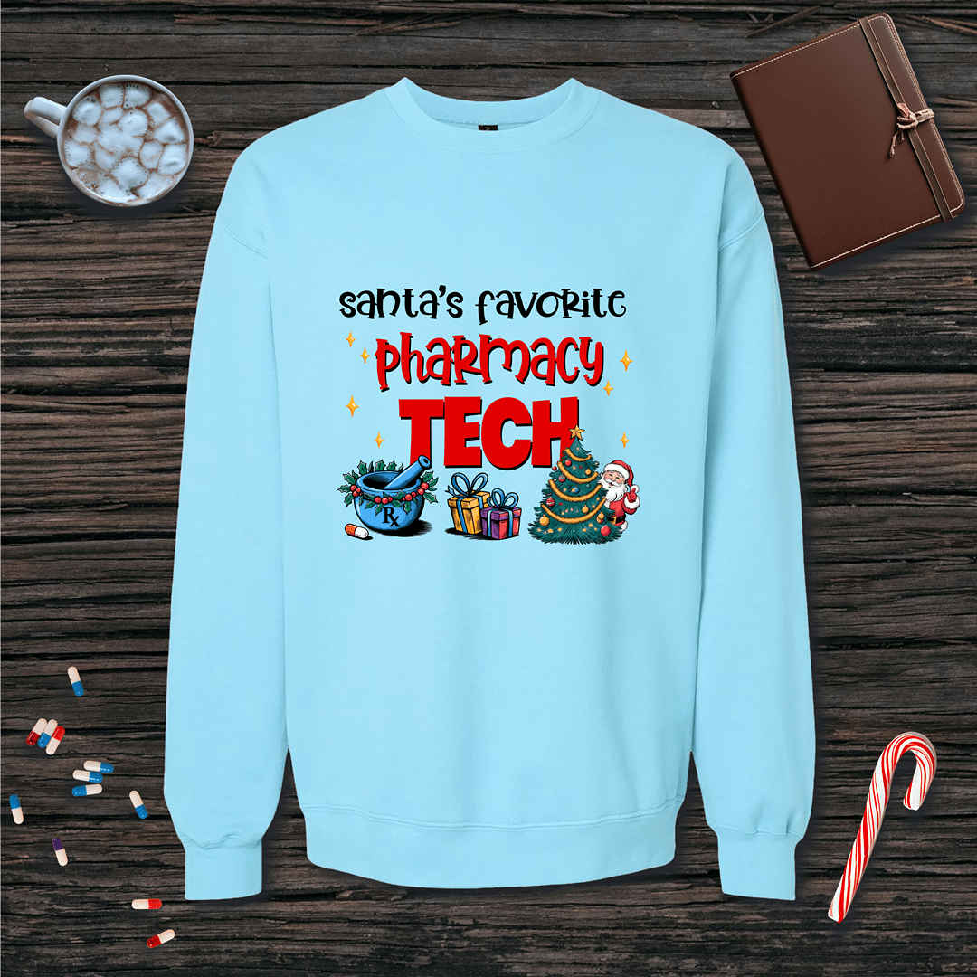 Santa's Favorite Pharmacy Tech v2 Christmas Fleece Crewneck Sweatshirt
