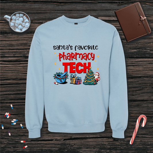 Santa's Favorite Pharmacy Tech v2 Christmas Fleece Crewneck Sweatshirt