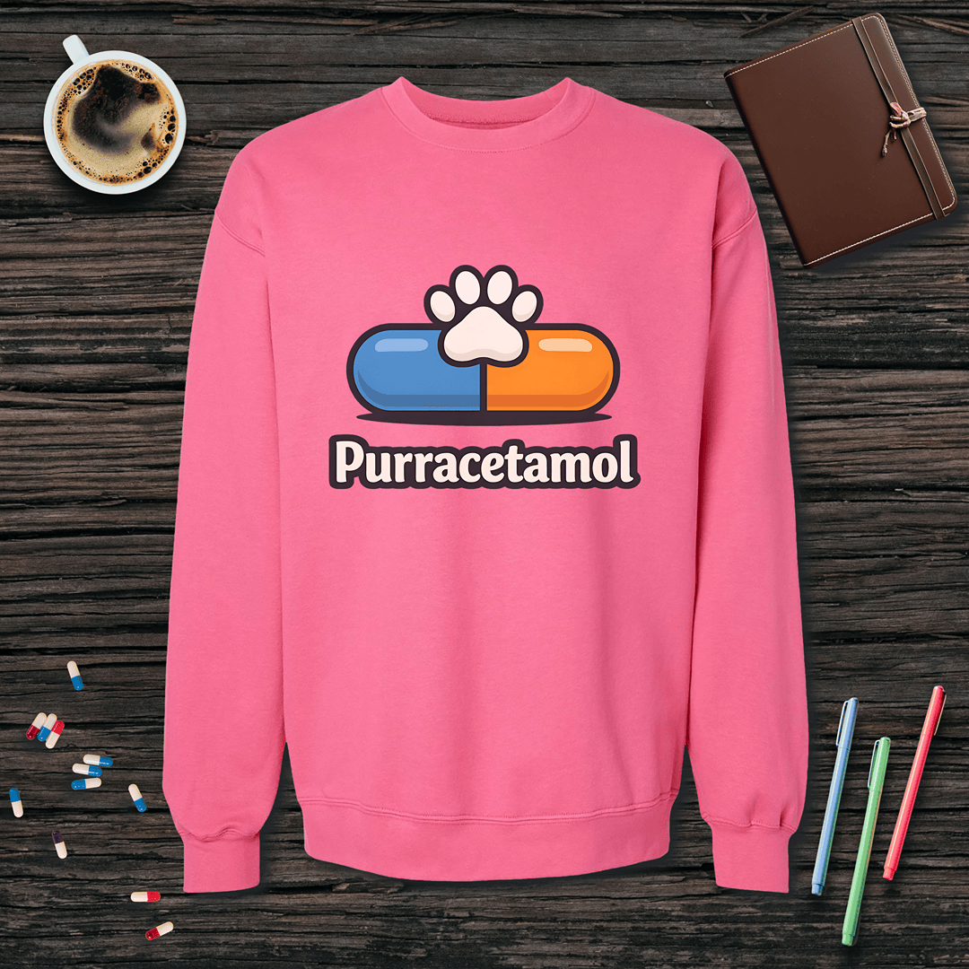Purracetamol Fleece Crewneck Sweatshirt