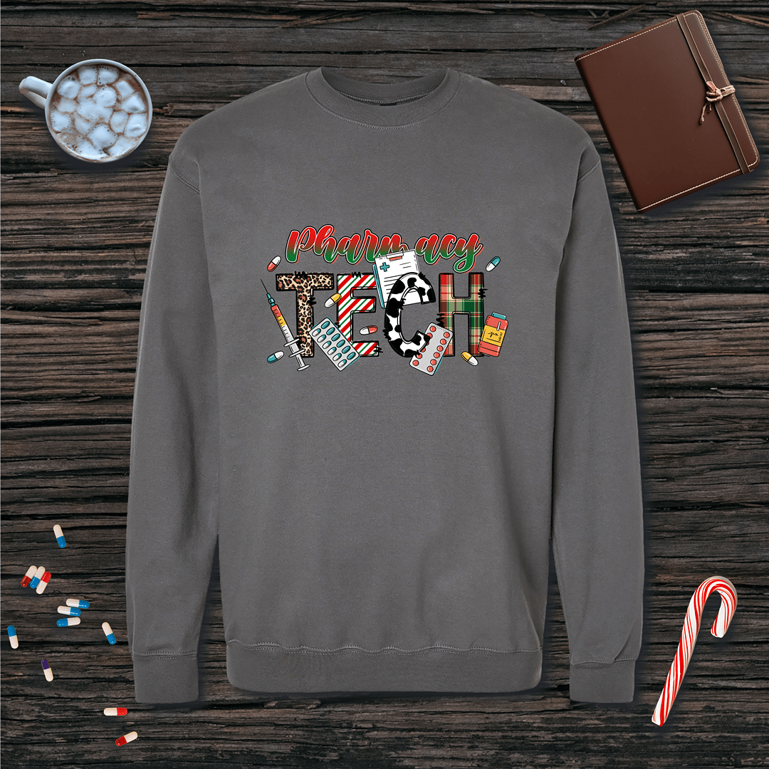 Festive Pharmacy Tech v1 Christmas Fleece Crewneck Sweatshirt