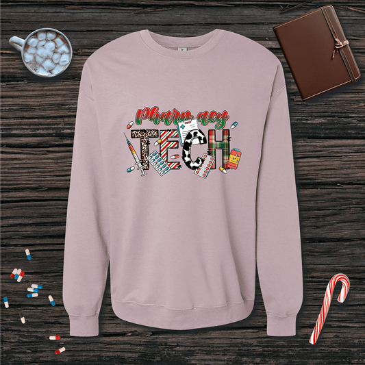 Festive Pharmacy Tech v1 Christmas Fleece Crewneck Sweatshirt