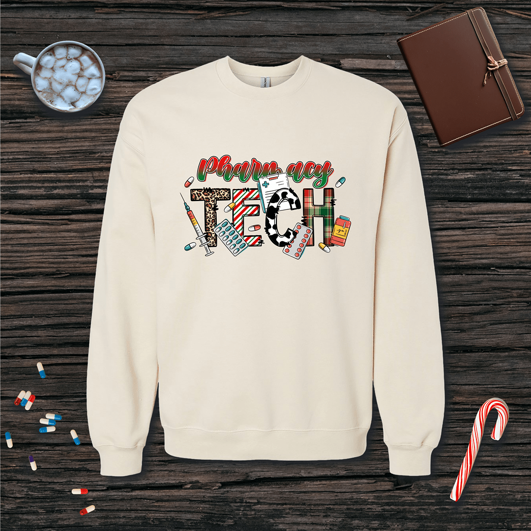 Festive Pharmacy Tech v1 Christmas Fleece Crewneck Sweatshirt