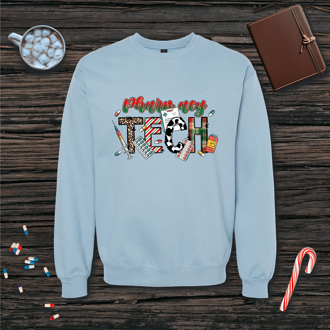 Festive Pharmacy Tech v1 Christmas Fleece Crewneck Sweatshirt