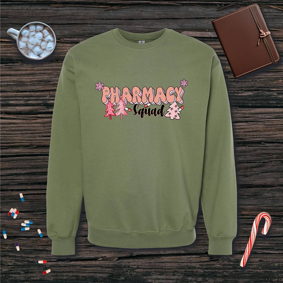 Holiday Pharmacy Squad Christmas Fleece Crewneck Sweatshirt