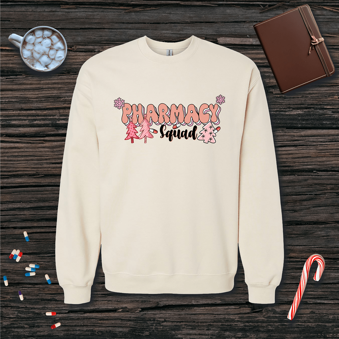 Holiday Pharmacy Squad Christmas Fleece Crewneck Sweatshirt