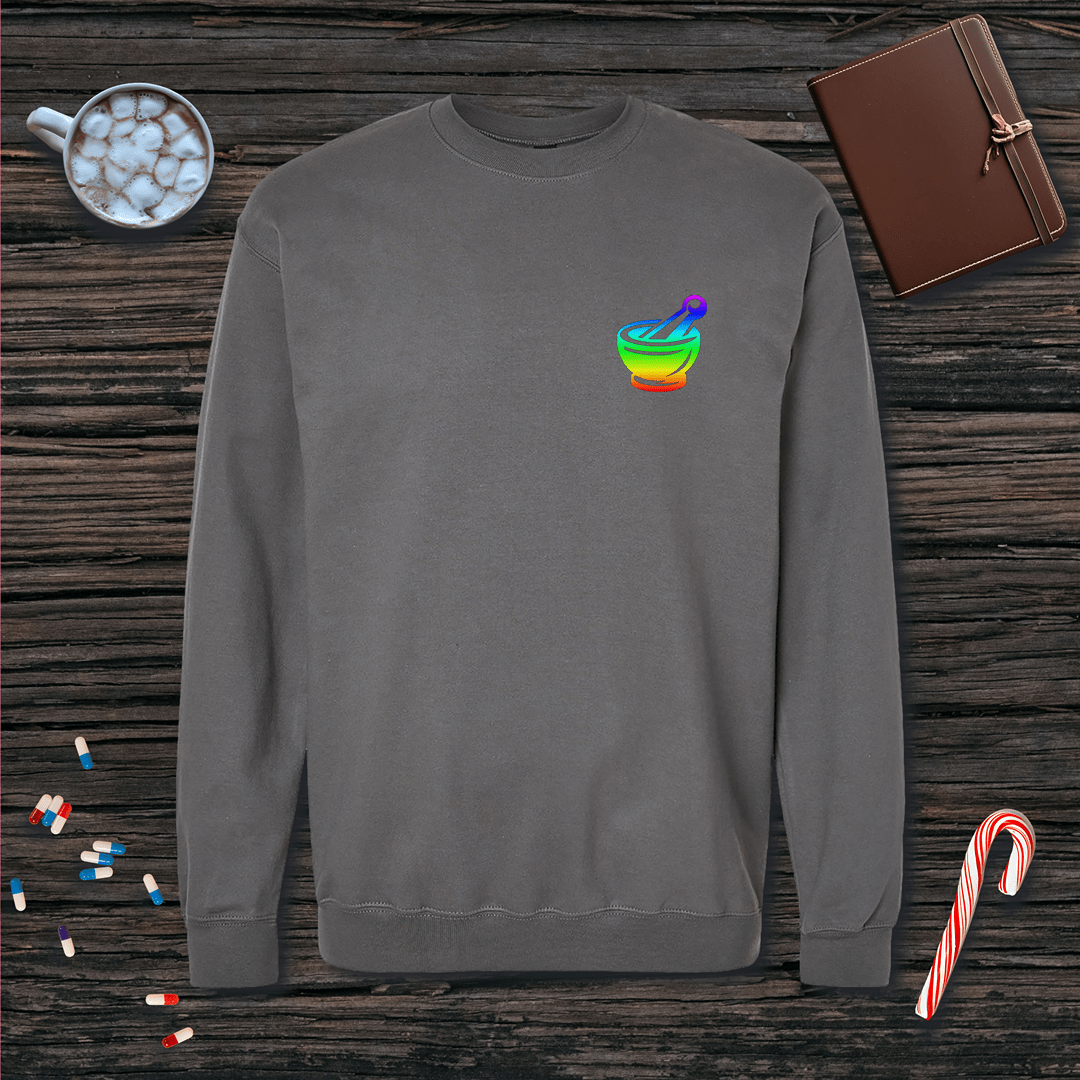 Rainbow Mortar and Pestle - Small Emblem Fleece Crewneck Sweatshirt