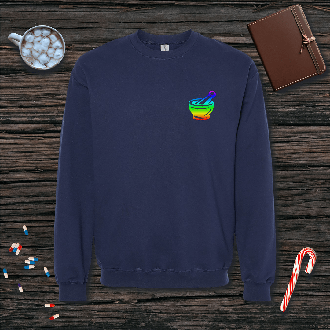 Rainbow Mortar and Pestle - Small Emblem Fleece Crewneck Sweatshirt