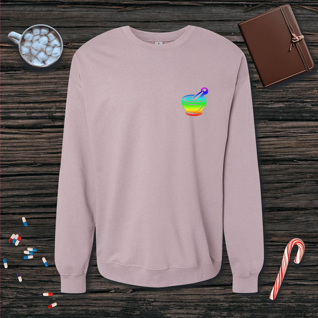 Rainbow Mortar and Pestle - Small Emblem Fleece Crewneck Sweatshirt