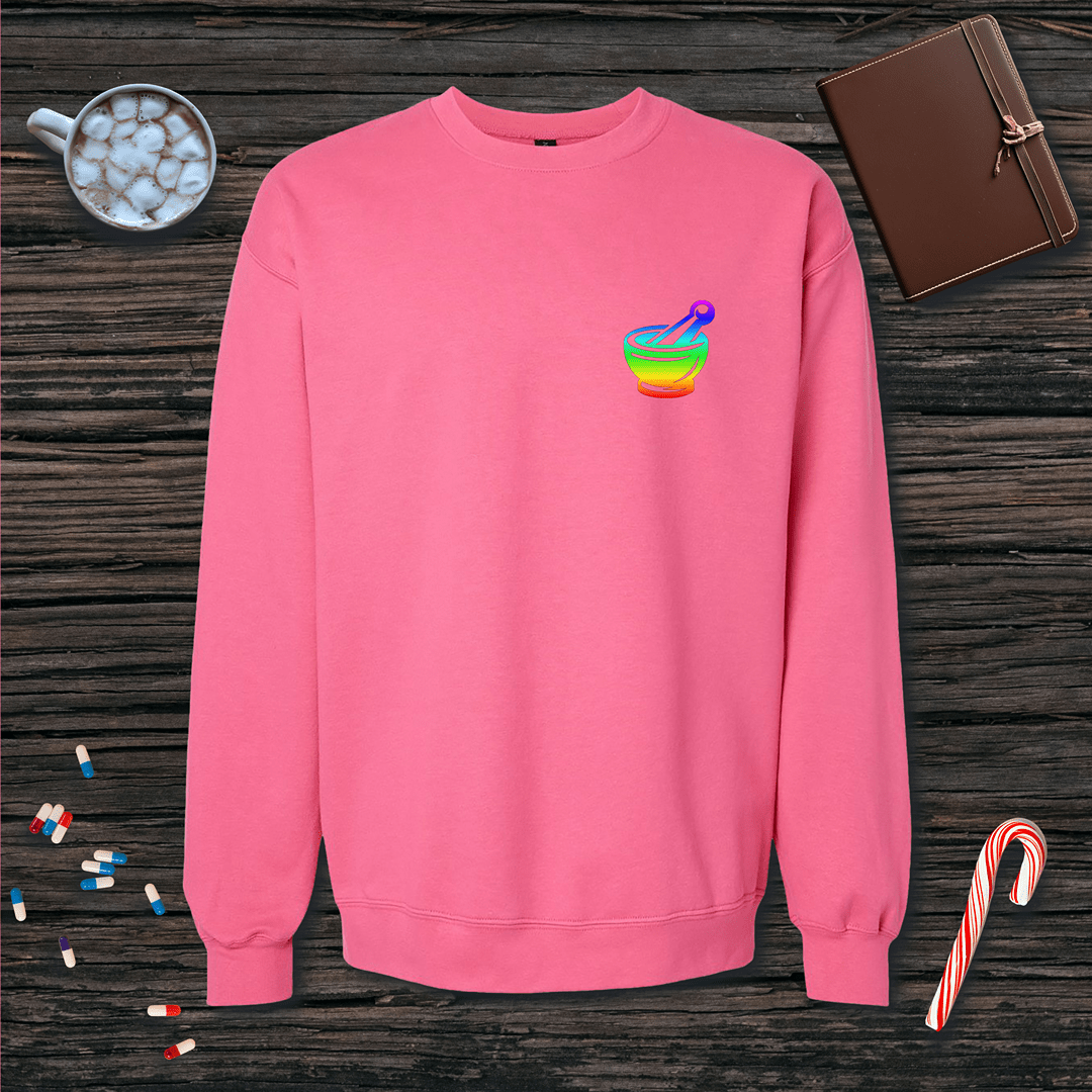 Rainbow Mortar and Pestle - Small Emblem Fleece Crewneck Sweatshirt