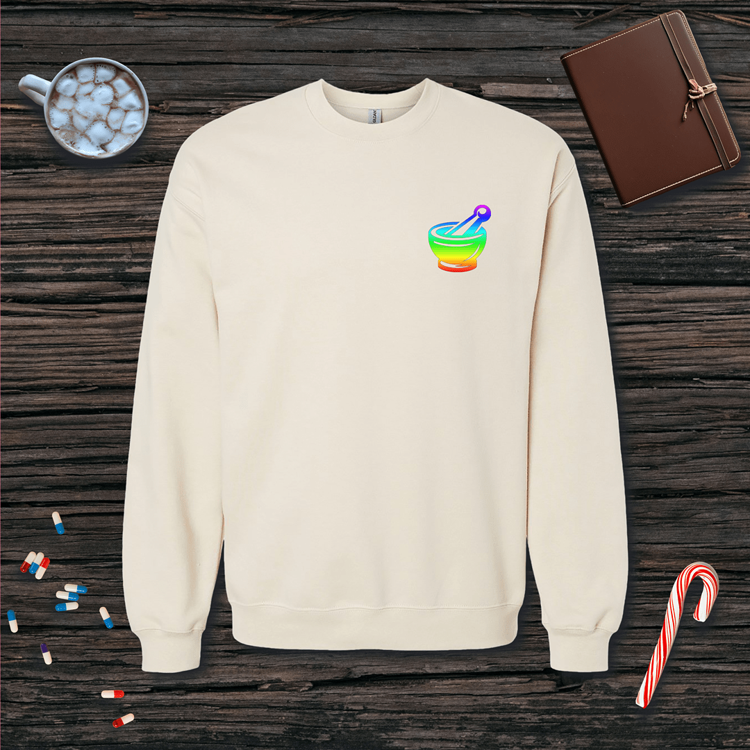 Rainbow Mortar and Pestle - Small Emblem Fleece Crewneck Sweatshirt