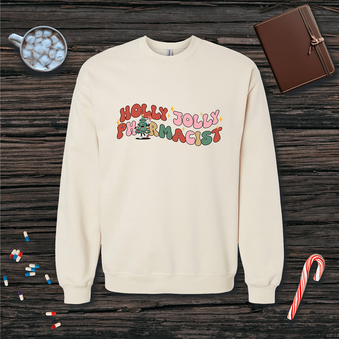Holly Jolly Pharmacist Christmas Fleece Crewneck Sweatshirt