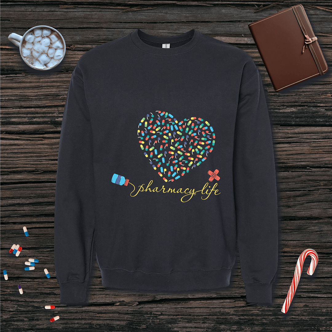 Pharmacy Life - Heart Fleece Crewneck Sweatshirt