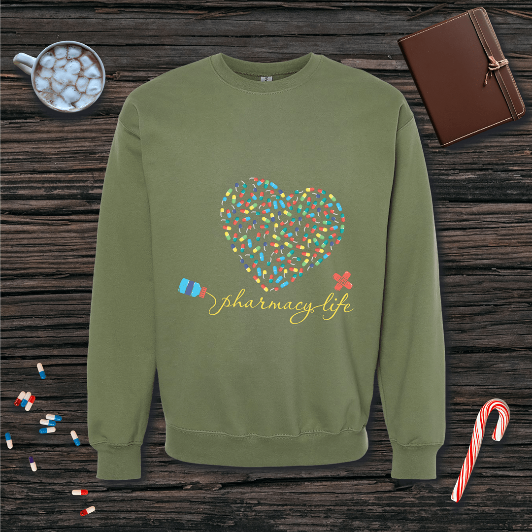 Pharmacy Life - Heart Fleece Crewneck Sweatshirt