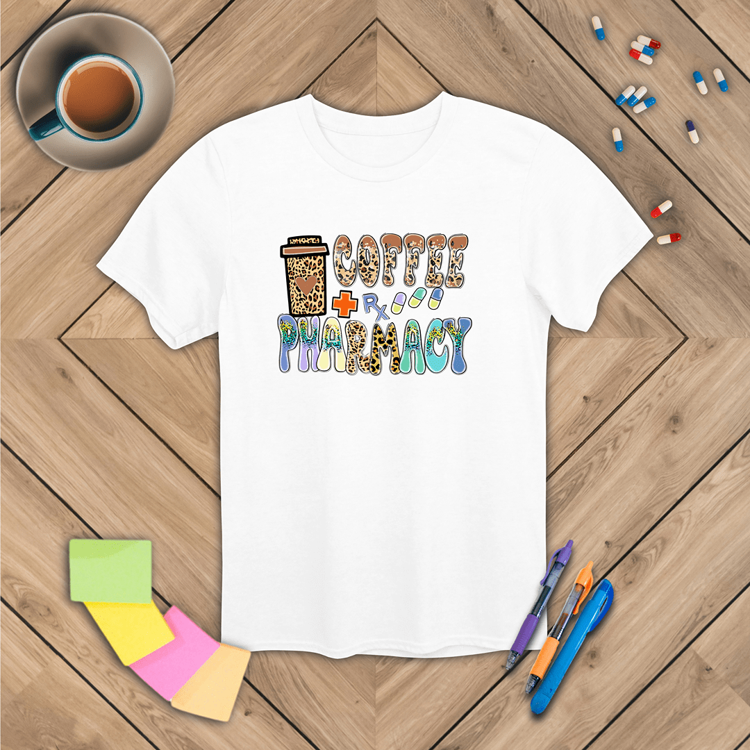 Cofffee and Pharmacy - Leopard Print T-Shirt