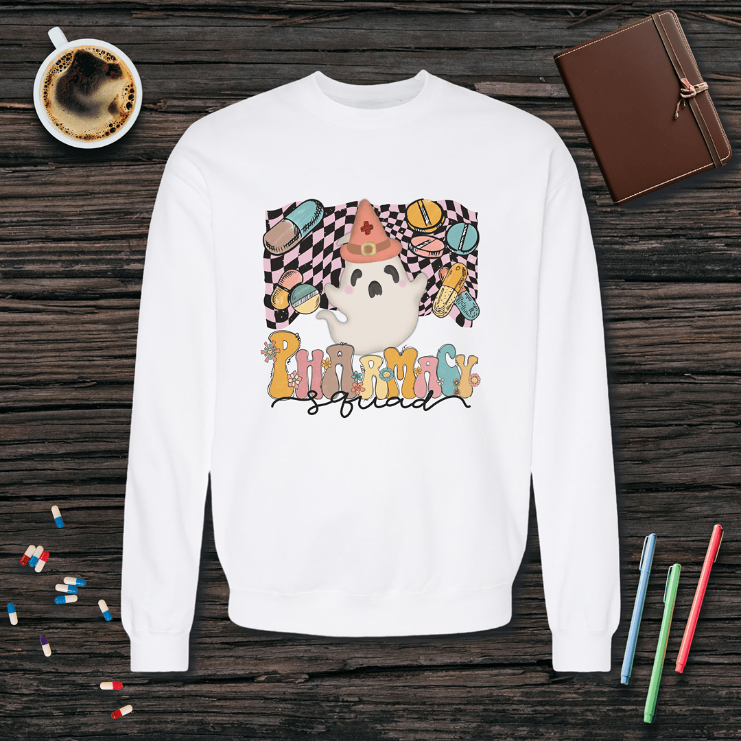 Ghost Pharmacy Squad - Halloween Fleece Crewneck Sweatshirt
