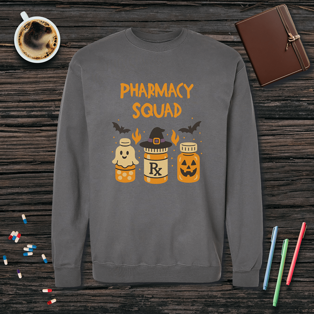 Pharmacy Squad Halloween Bottles Fleece Crewneck Sweatshirt