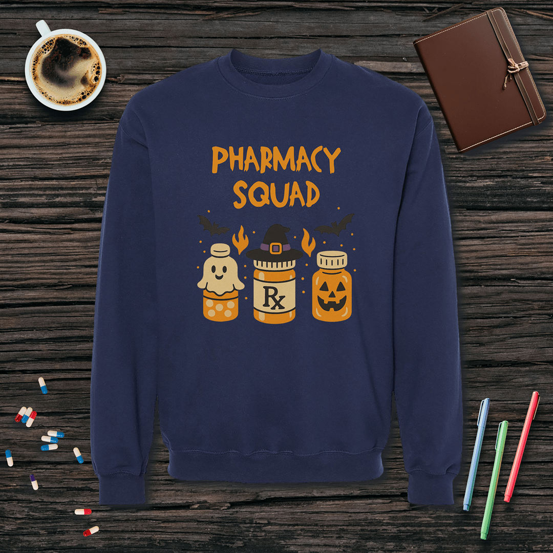 Pharmacy Squad Halloween Bottles Fleece Crewneck Sweatshirt