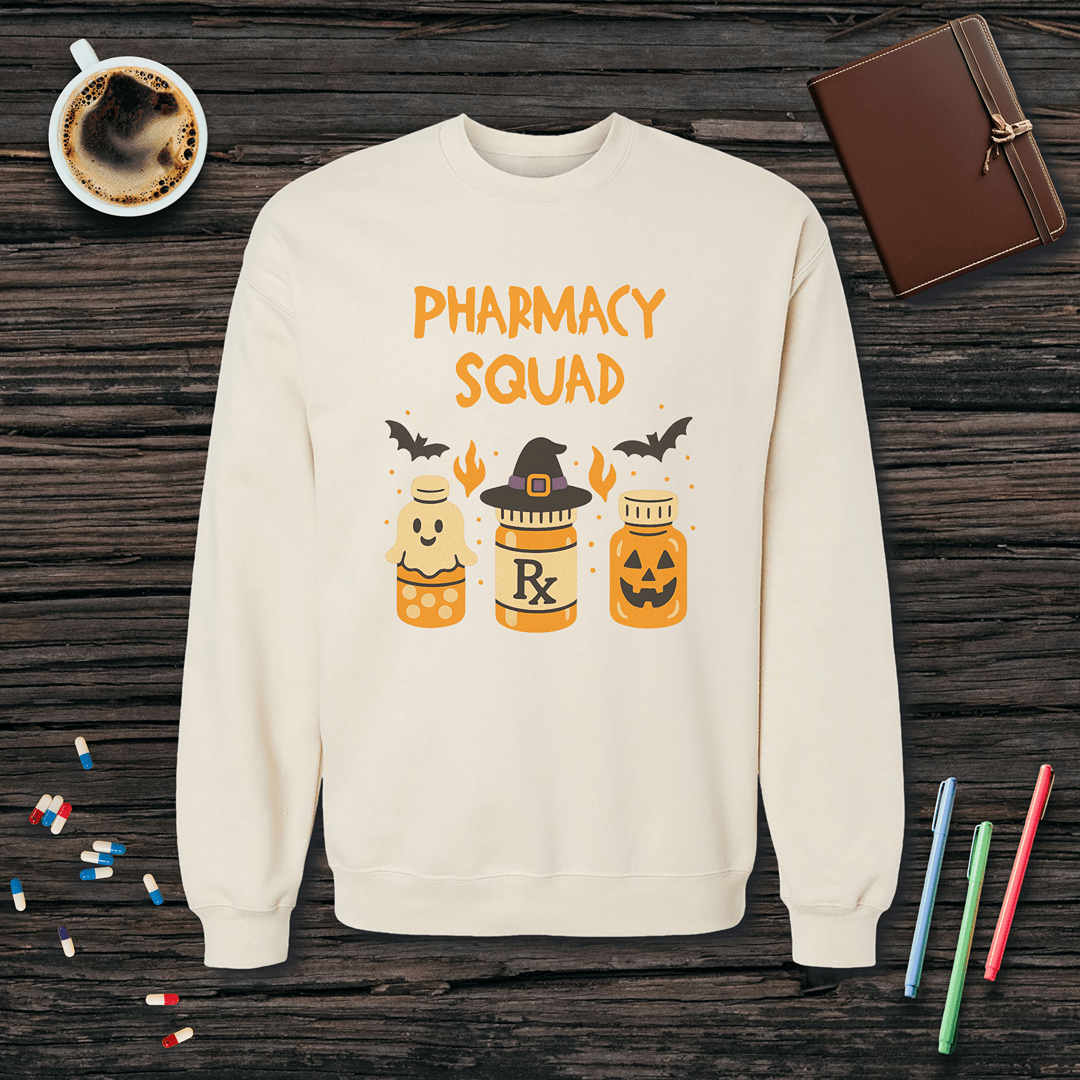Pharmacy Squad Halloween Bottles Fleece Crewneck Sweatshirt
