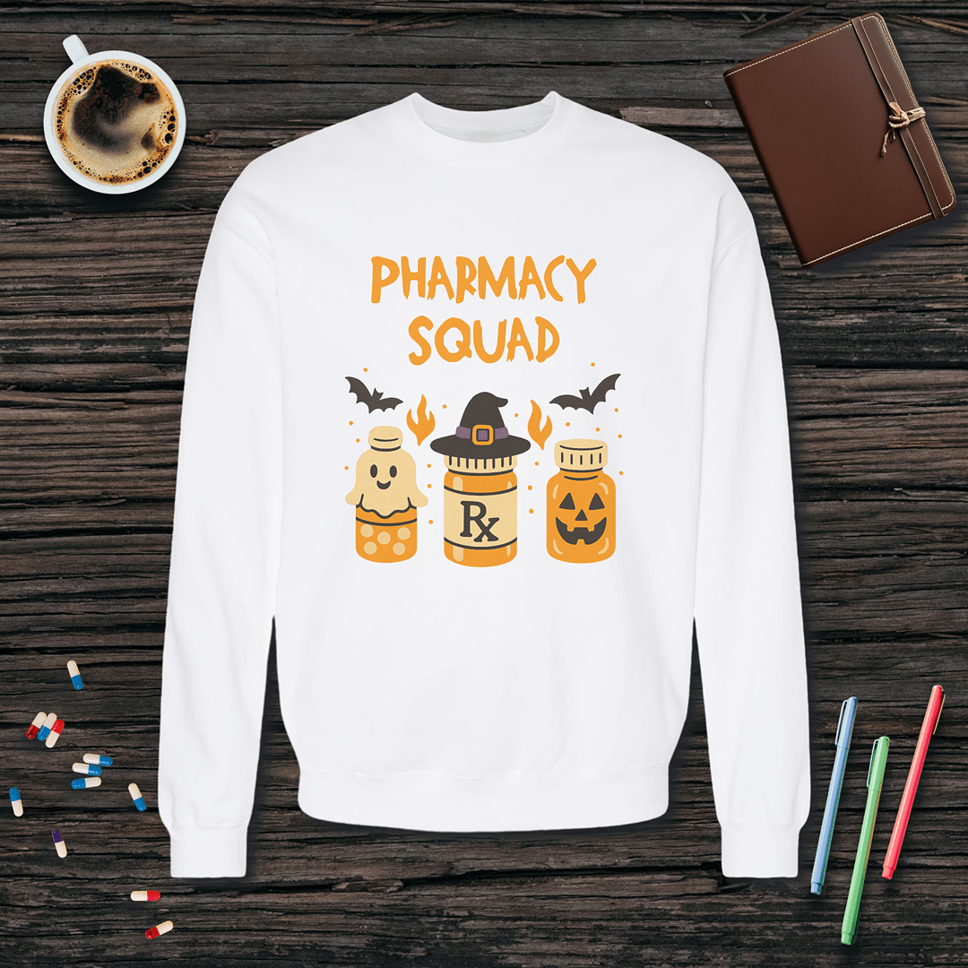 Pharmacy Squad Halloween Bottles Fleece Crewneck Sweatshirt