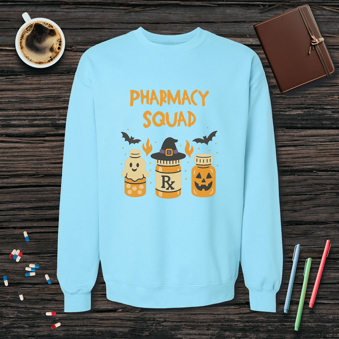 Pharmacy Squad Halloween Bottles Fleece Crewneck Sweatshirt
