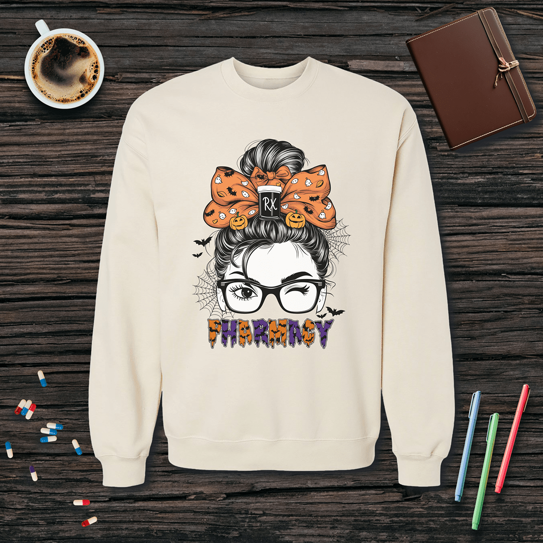 Pharmacy Top Bun - Halloween Fleece Crewneck Sweatshirt