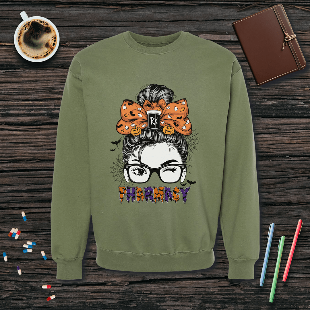 Pharmacy Top Bun - Halloween Fleece Crewneck Sweatshirt