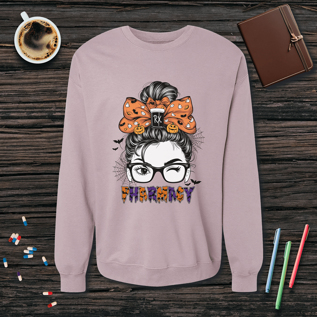 Pharmacy Top Bun - Halloween Fleece Crewneck Sweatshirt