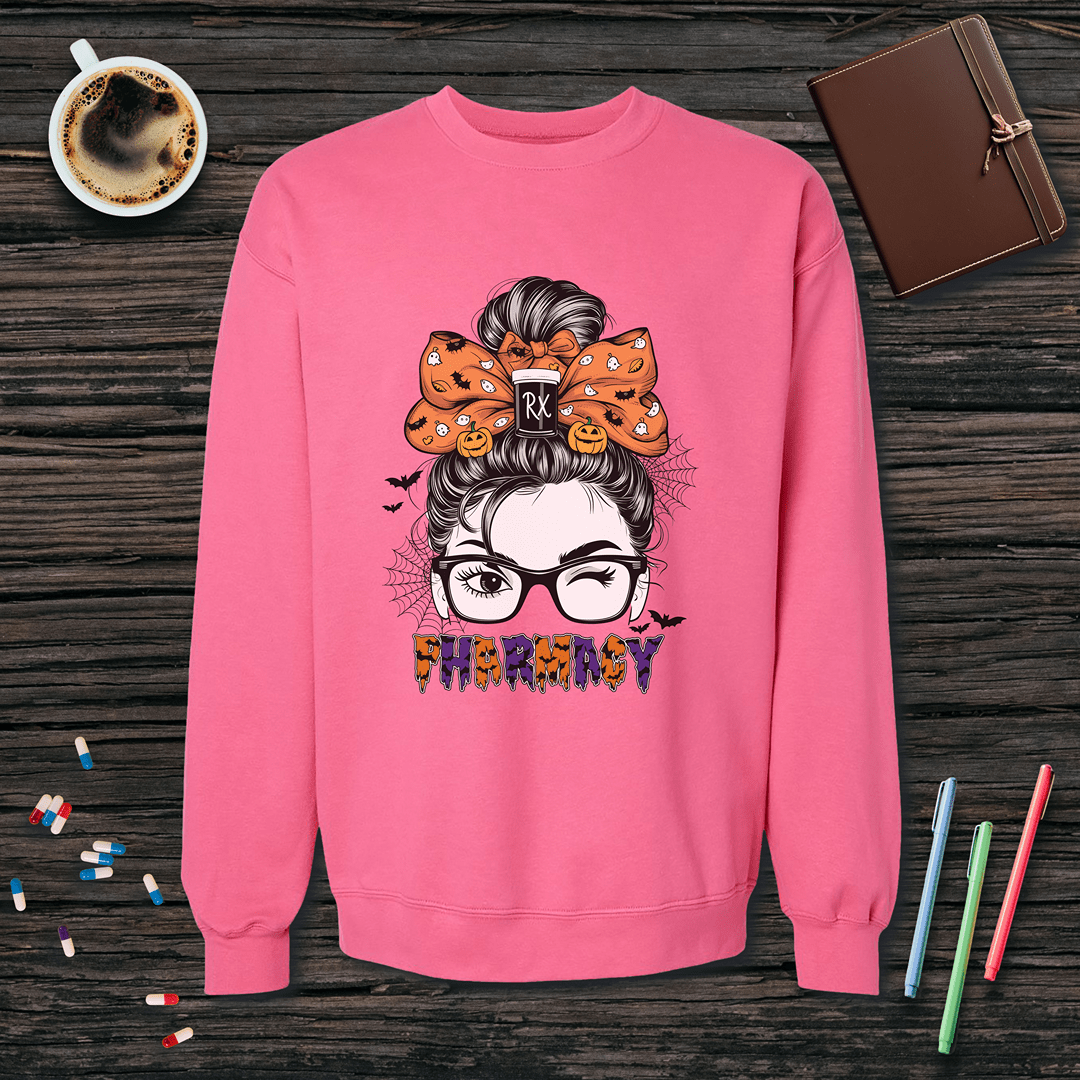 Pharmacy Top Bun - Halloween Fleece Crewneck Sweatshirt