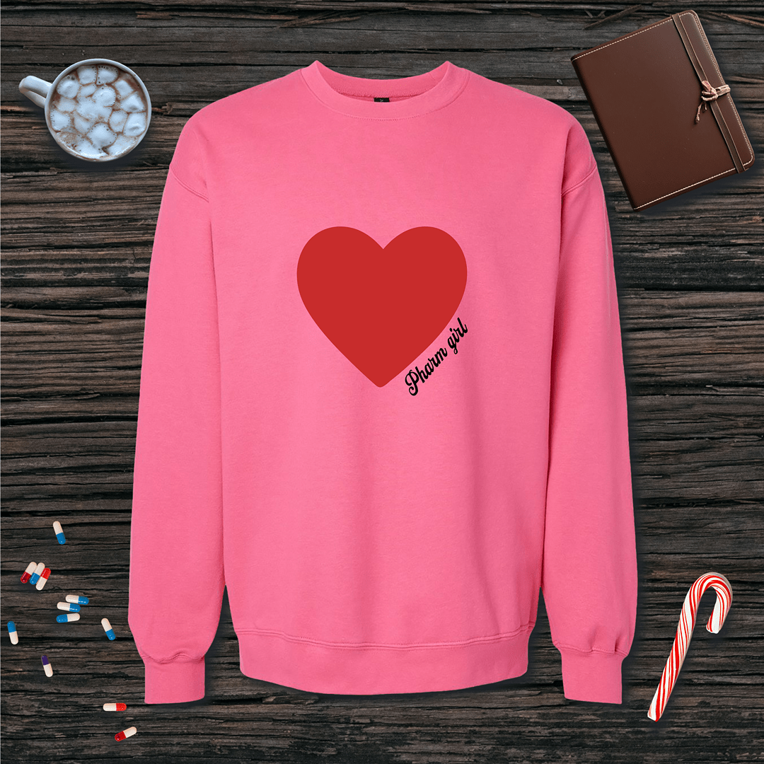 Red Heart Pharm Girl Fleece Crewneck Sweatshirt