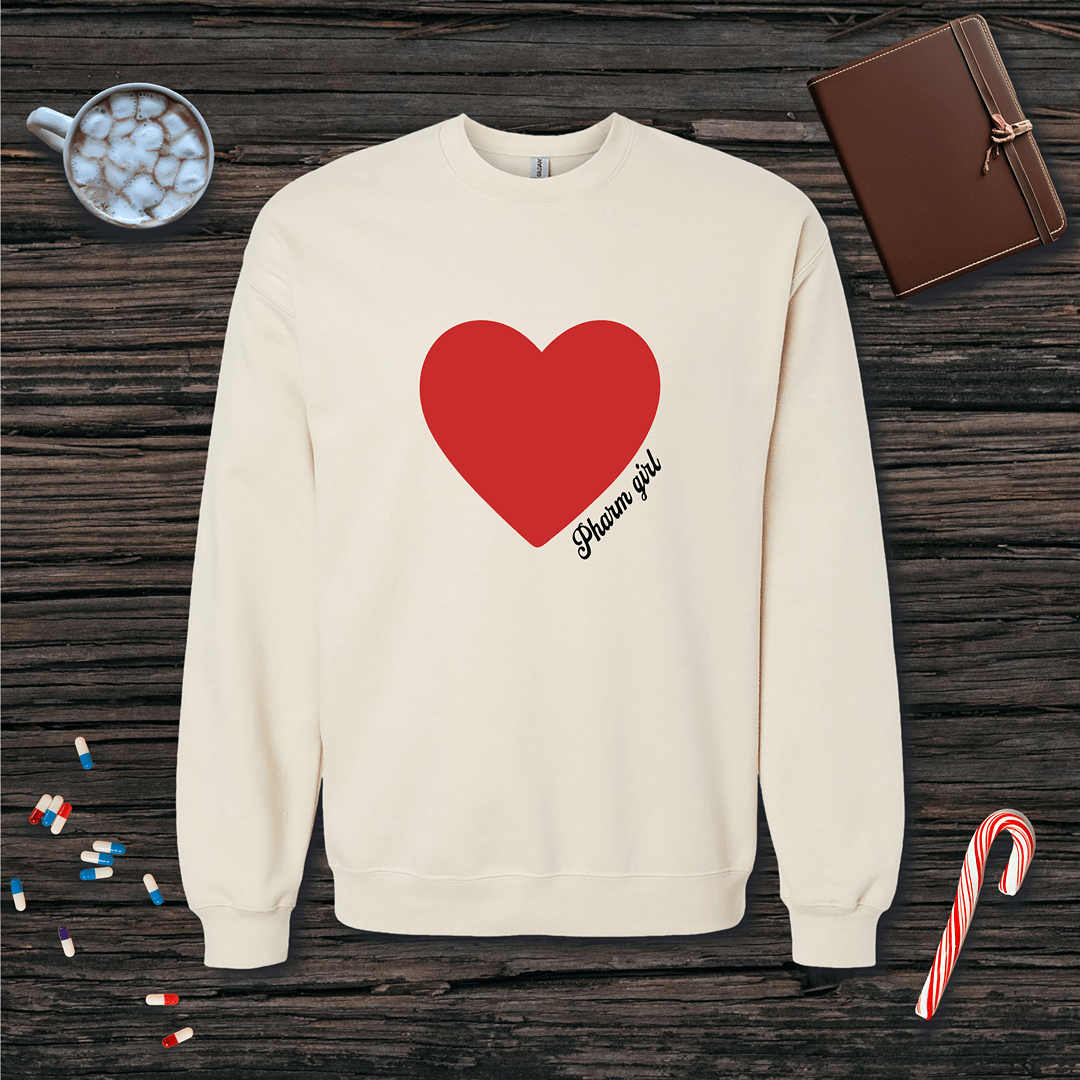 Red Heart Pharm Girl Fleece Crewneck Sweatshirt