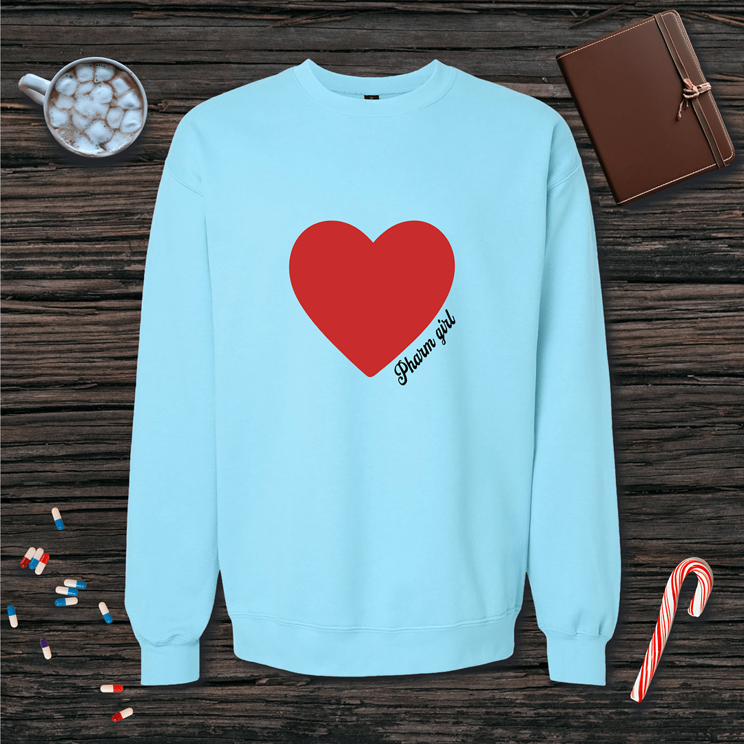 Red Heart Pharm Girl Fleece Crewneck Sweatshirt