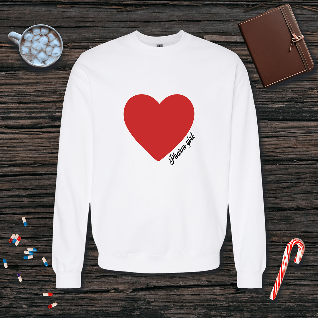 Red Heart Pharm Girl Fleece Crewneck Sweatshirt