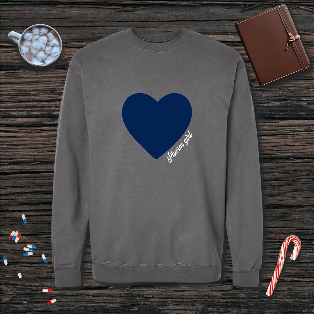 Blue Heart Pharm Girl Fleece Crewneck Sweatshirt