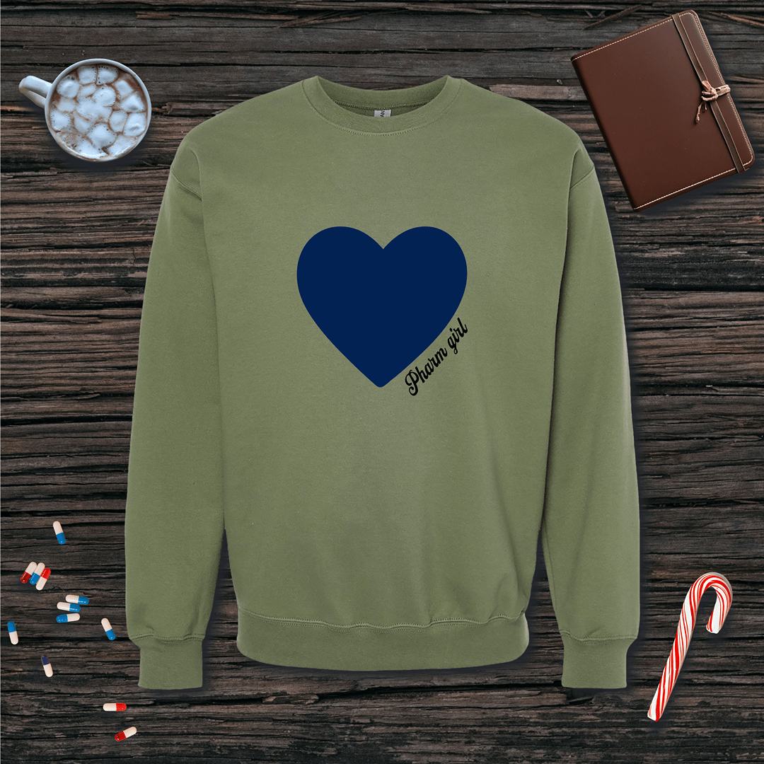 Blue Heart Pharm Girl Fleece Crewneck Sweatshirt