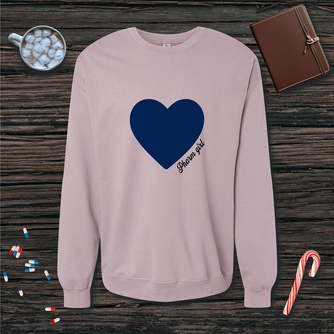 Blue Heart Pharm Girl Fleece Crewneck Sweatshirt