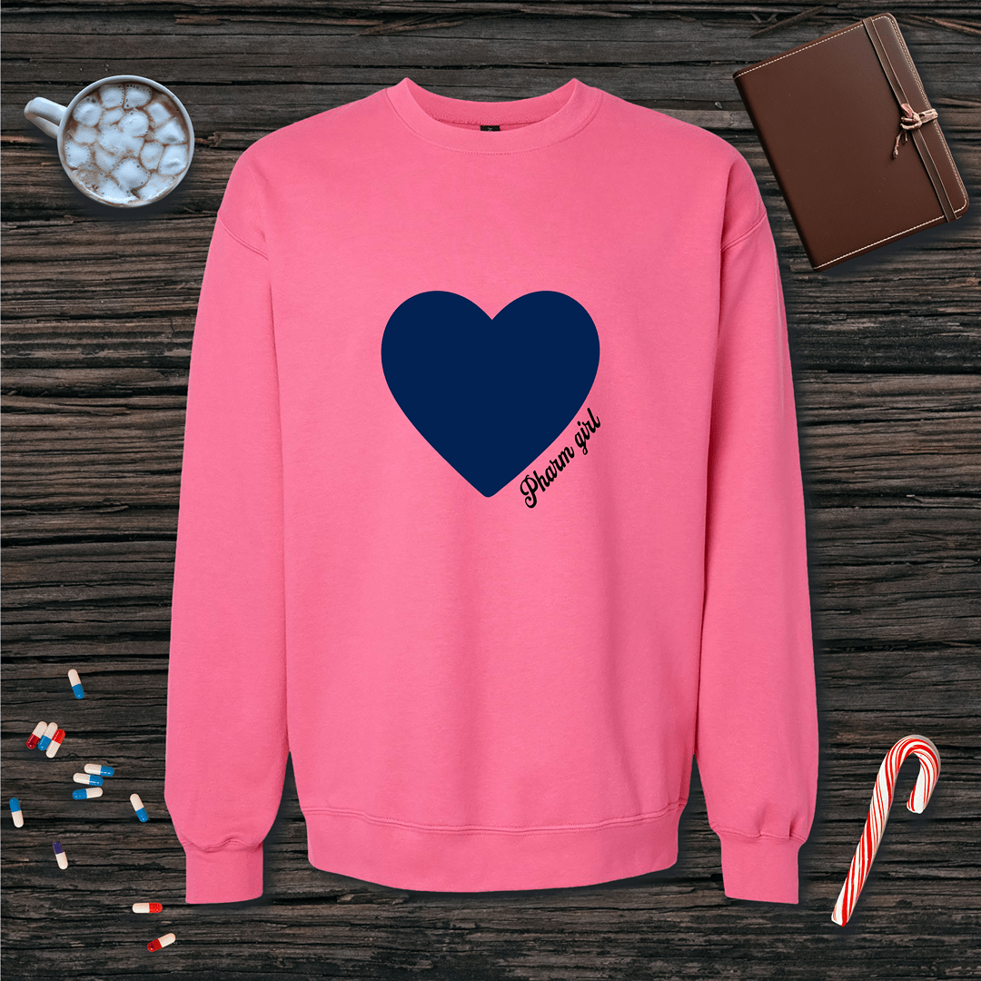 Blue Heart Pharm Girl Fleece Crewneck Sweatshirt