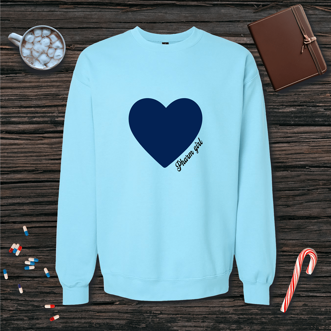 Blue Heart Pharm Girl Fleece Crewneck Sweatshirt