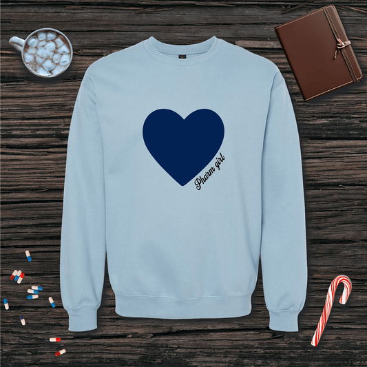 Blue Heart Pharm Girl Fleece Crewneck Sweatshirt