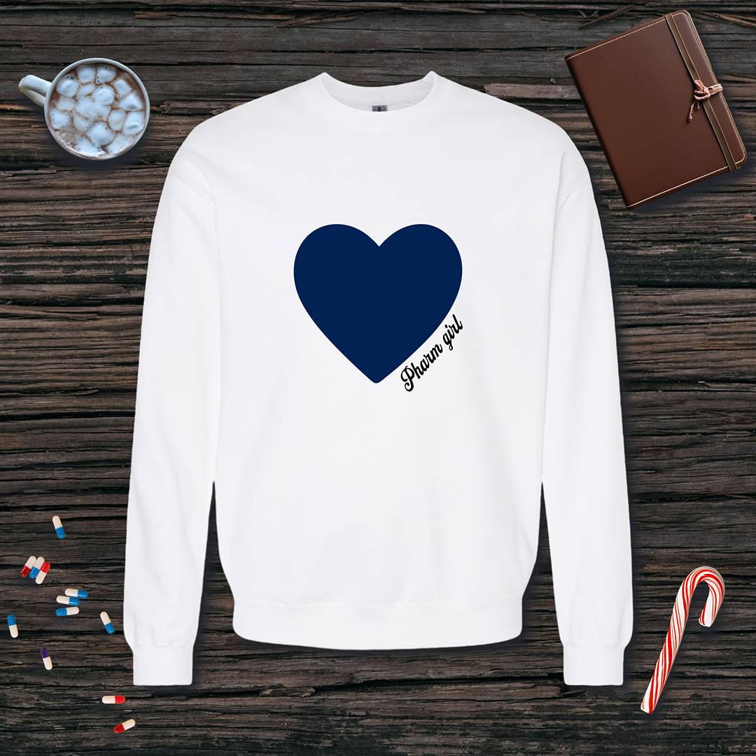 Blue Heart Pharm Girl Fleece Crewneck Sweatshirt