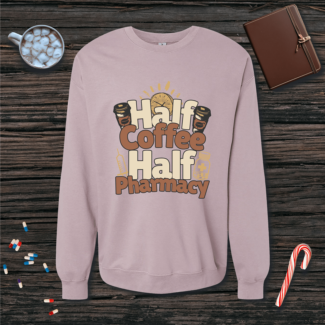 Half Coffee Half Pharmacy Fleece Crewneck Sweatshirt