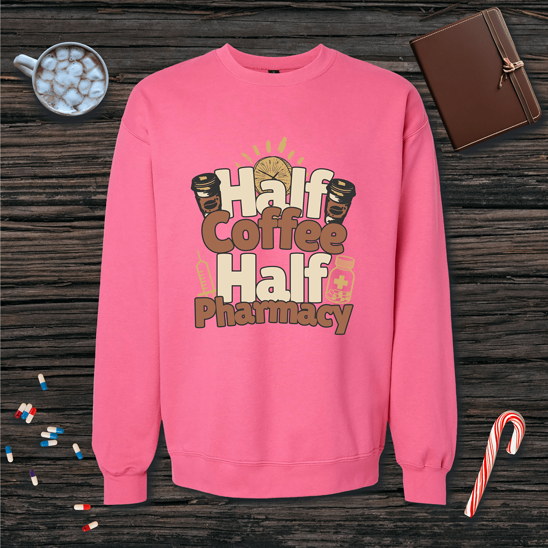 Half Coffee Half Pharmacy Fleece Crewneck Sweatshirt