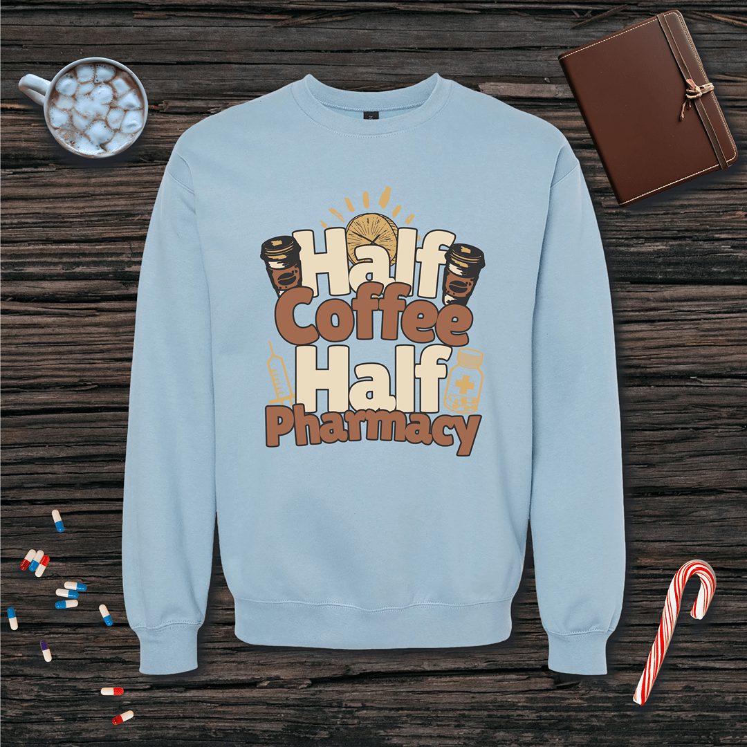 Half Coffee Half Pharmacy Fleece Crewneck Sweatshirt