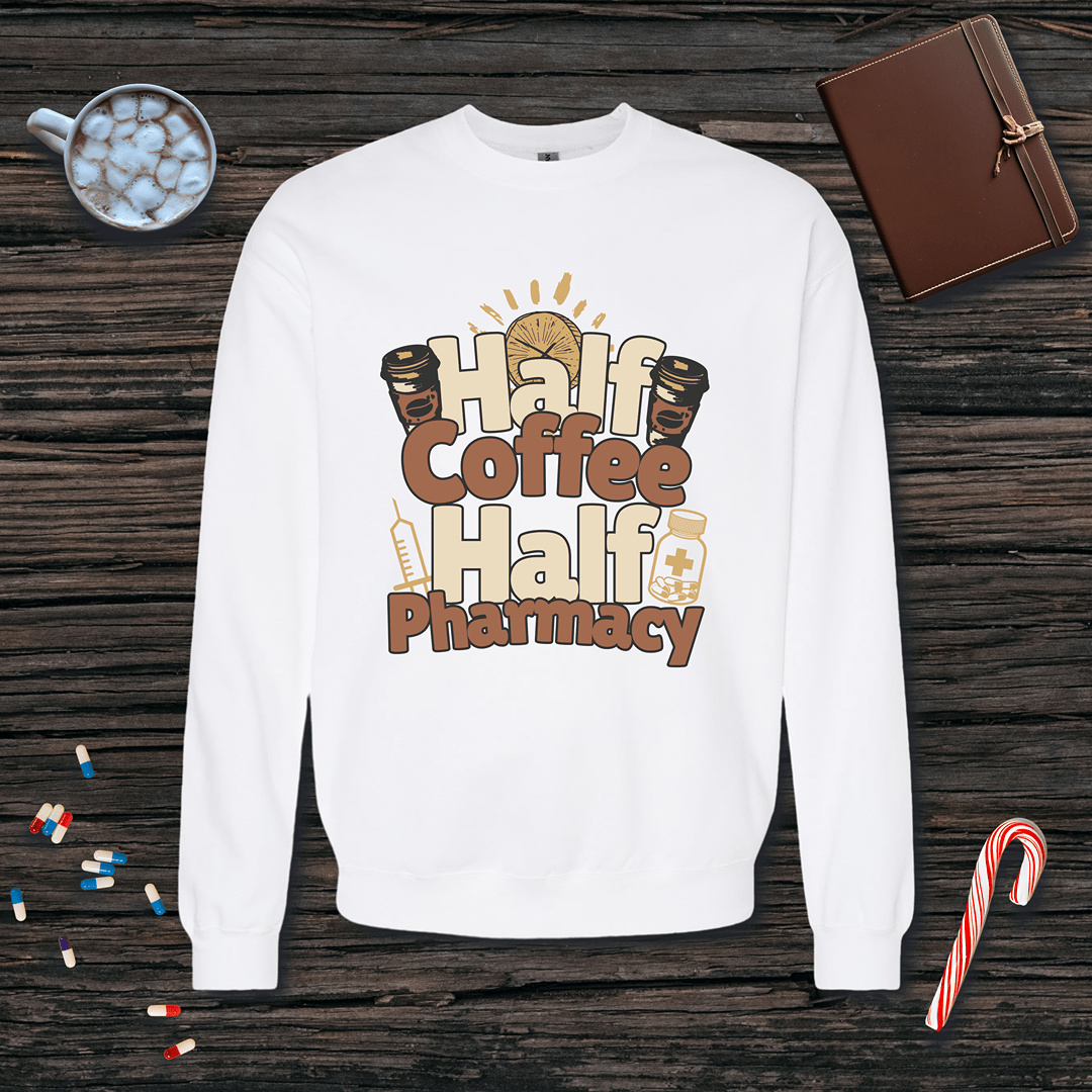 Half Coffee Half Pharmacy Fleece Crewneck Sweatshirt