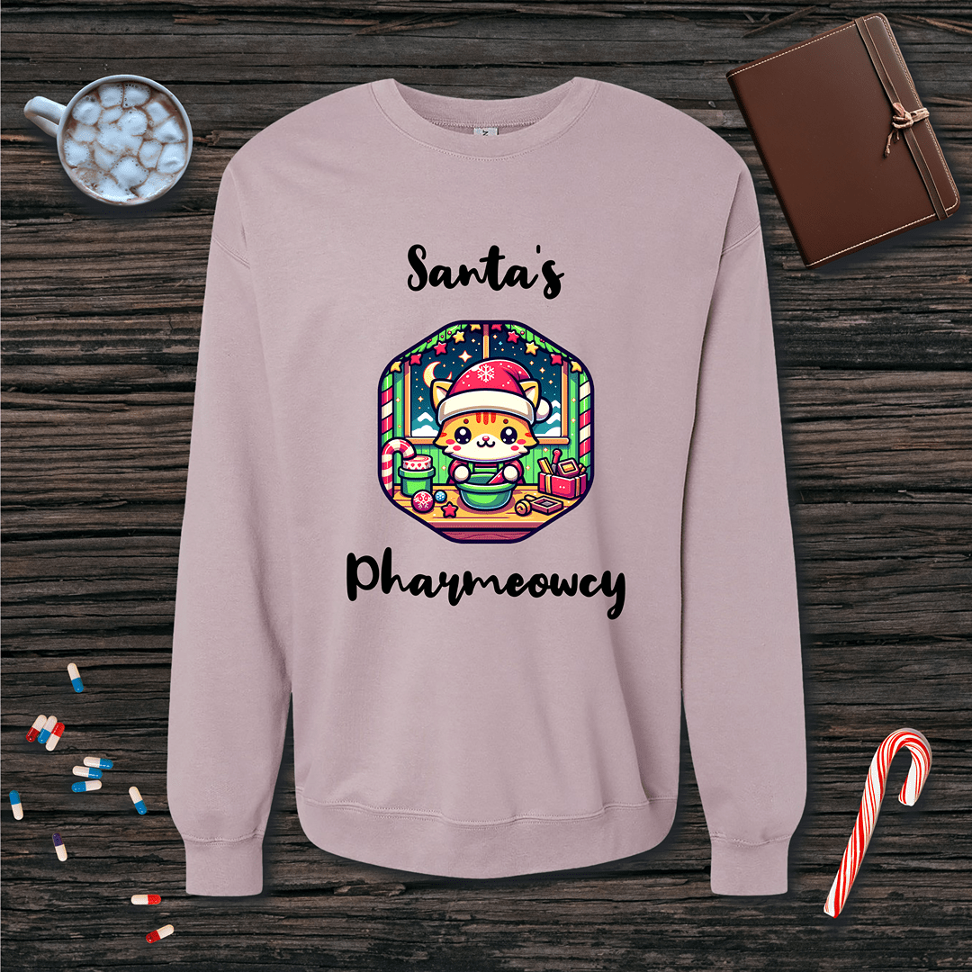 Santa's Pharmeowcy v1 Fleece Crewneck Sweatshirt