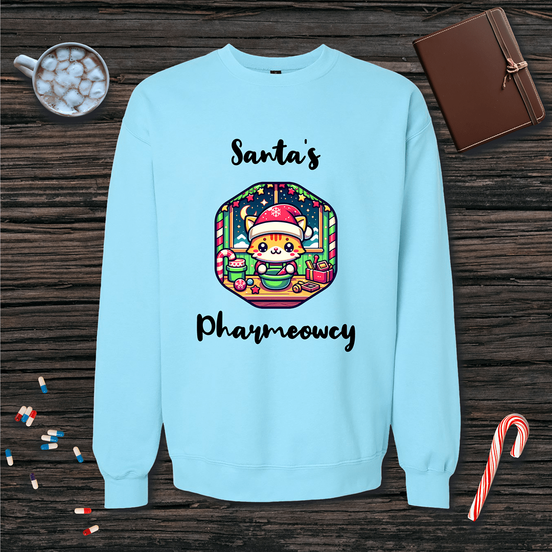 Santa's Pharmeowcy v1 Fleece Crewneck Sweatshirt