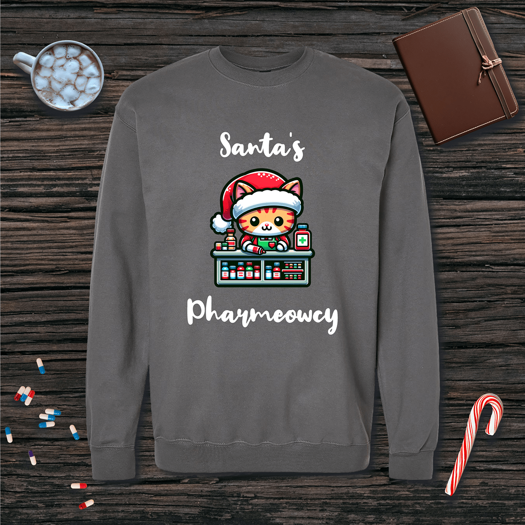 Santa's Pharmeowcy v2 Fleece Crewneck Sweatshirt